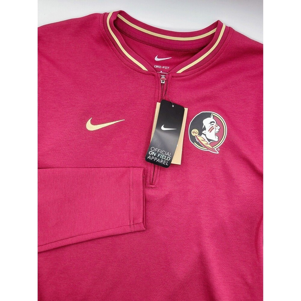 Nike Florida State 1/4 Zip On-Field Pullover Size Medium Garnet FSU Dri-Fit NEW!